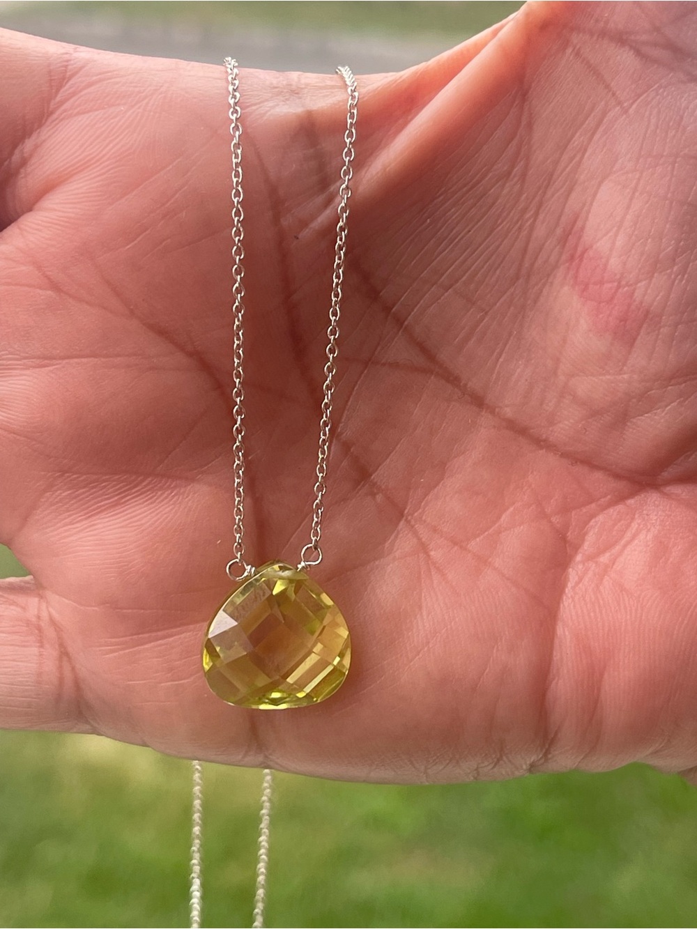 Yellow Crystal Teardrop Pendant Necklace - Women Jewelry